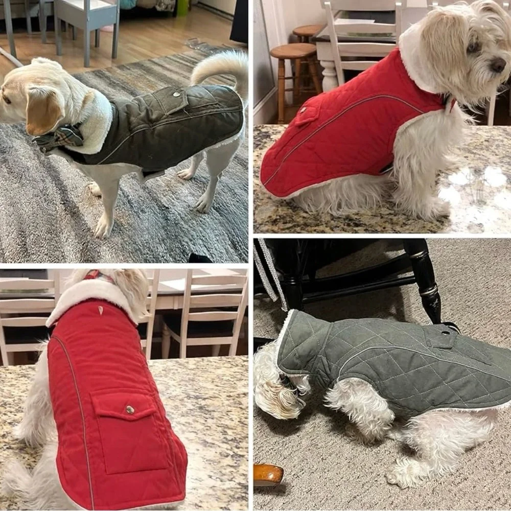 Warm Winter Coat DOG Coat SIZE XL Windproof Fleece Jacket Reflective RED New